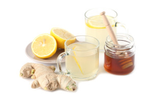 Ginger tea with honey and lemon