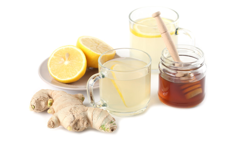 Ginger tea with honey and lemon